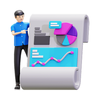 A person presenting a financial report with charts, representing Digital Finance and Corporate Reporting solutions.