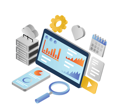 About Algoryne Technologies, the image shows digital and financial symbols around a laptop, reflecting our innovative and client-focused culture.