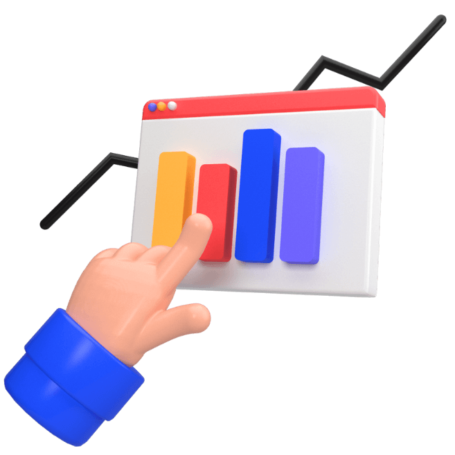 Hand presenting a chart on a digital device, representing Digital Finance & Corporate Reporting services for clarity and compliance.