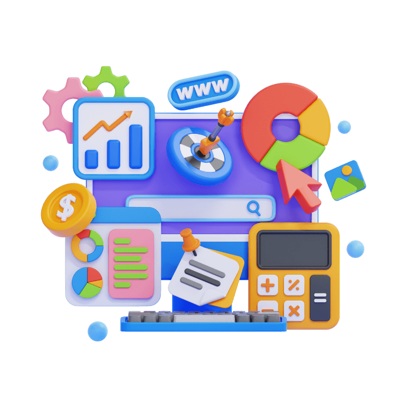 Various digital finance and reporting icons around a laptop, representing comprehensive Digital Finance and Corporate Reporting solutions.