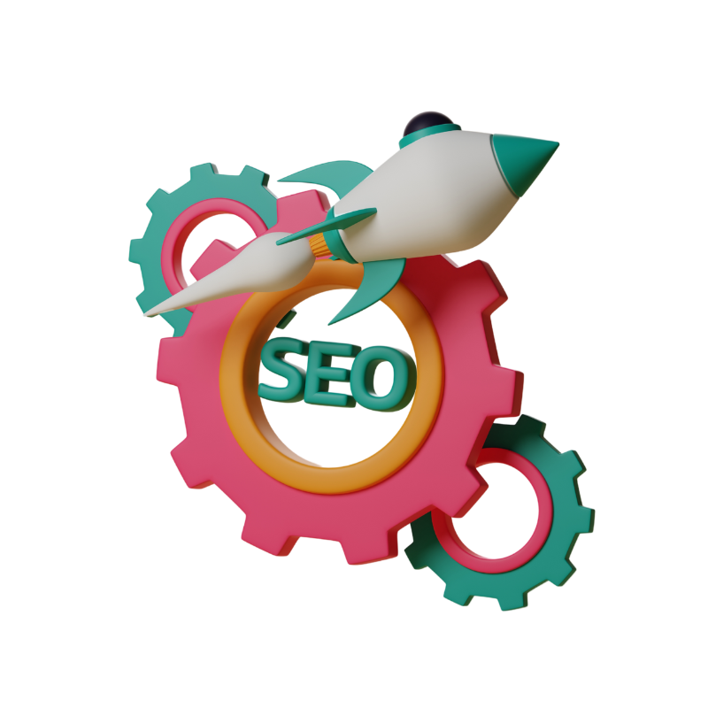 Rocket and gears with 'SEO' text, symbolizing SEO Strategy and Tactical Planning in action.
