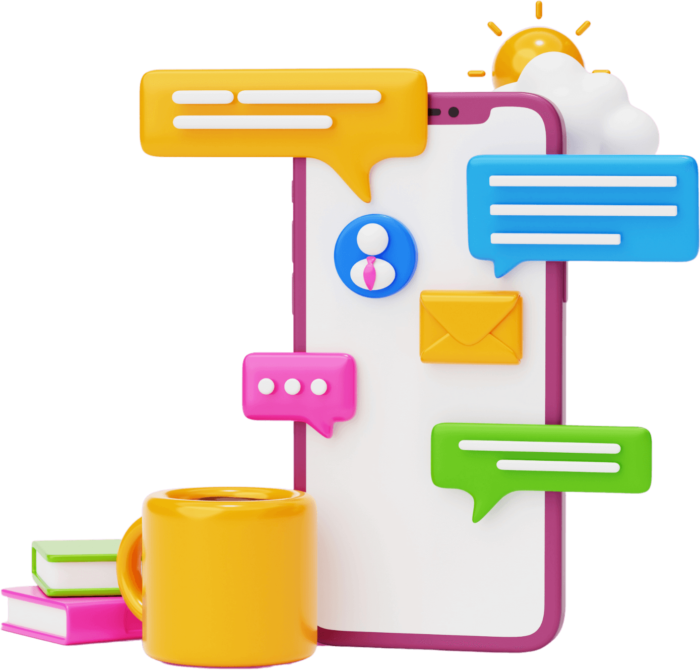 A smartphone with various communication icons, symbolizing the availability of a Digital Solutions Consultation.