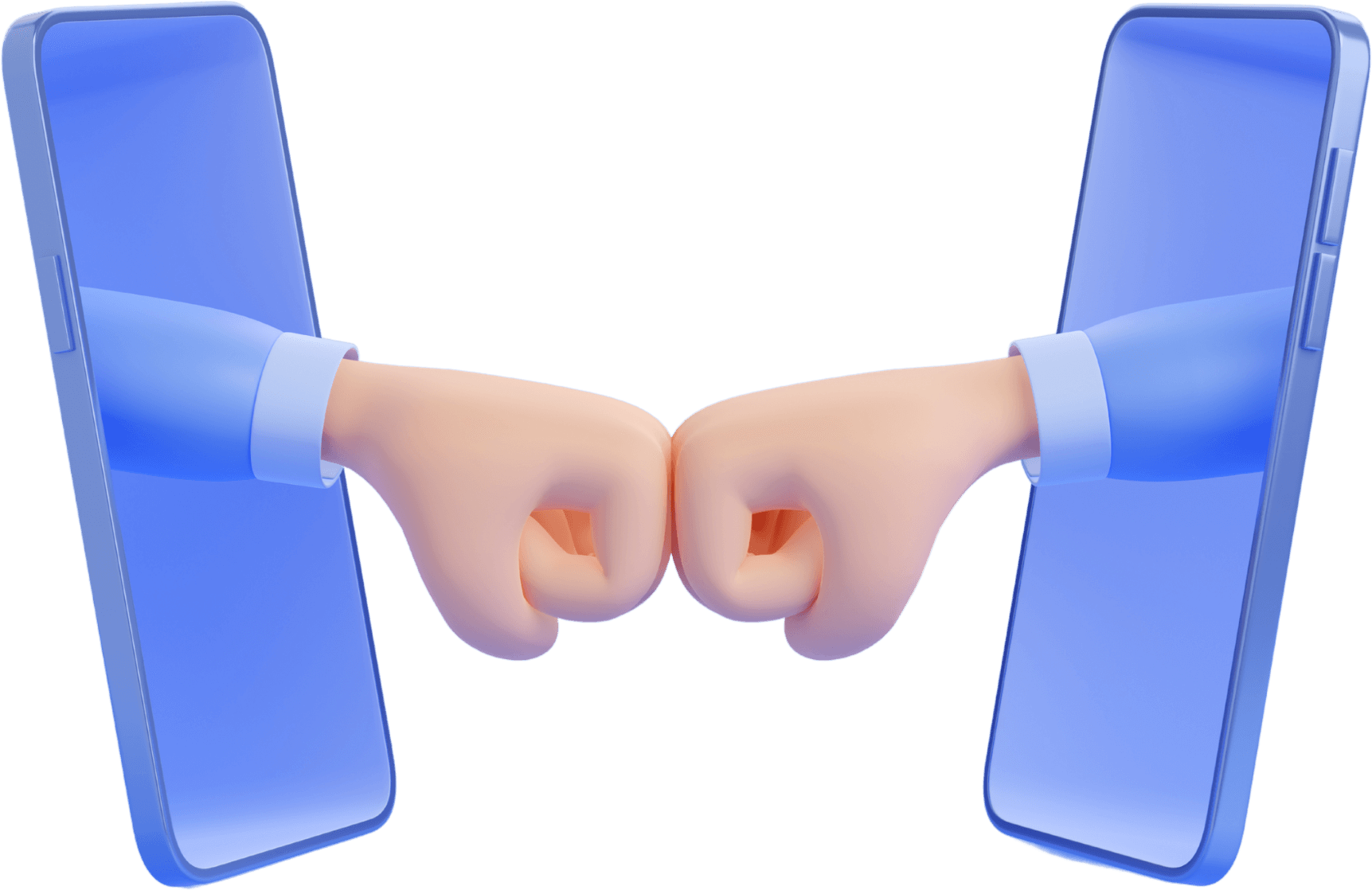 Two hands holding smartphones facing each other, symbolizing a connection for a Free Digital Solutions Consultation.